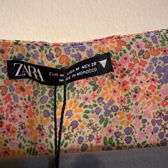 Zara floral print V-neck sleeveless draped dress - Picture 8 of 8